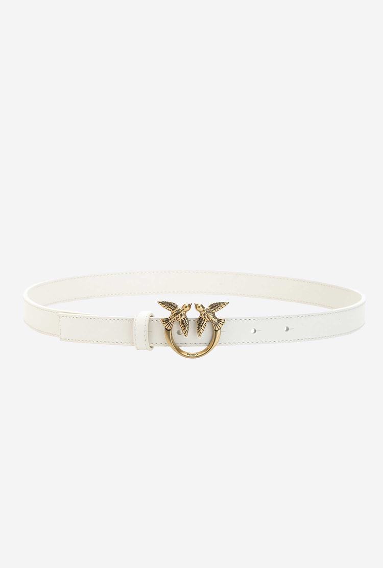 Women's Pinko Love Birds Thin Leather Belts Beige Gold | Canada-79263109