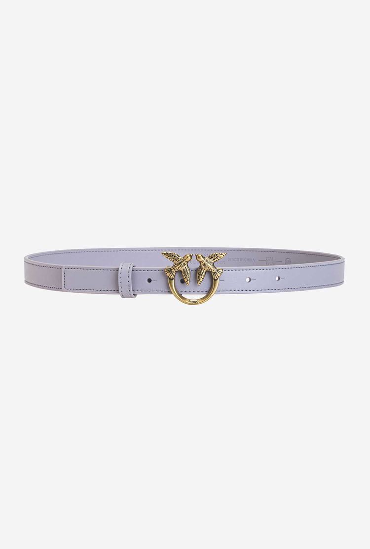 Women's Pinko Love Birds Thin Leather Belts Grey Gold | Canada-89620439
