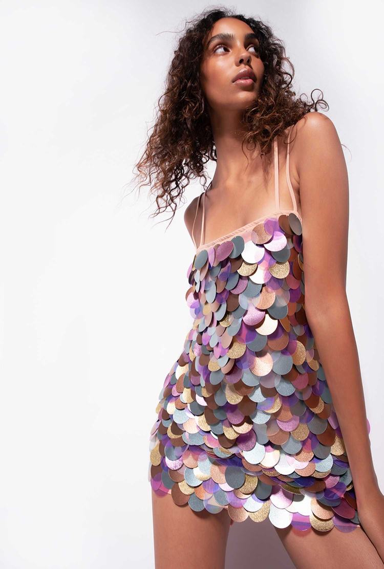 Women's Pinko Macro-sequinned And Dress Green Multicolor/Pink | Canada-65814979