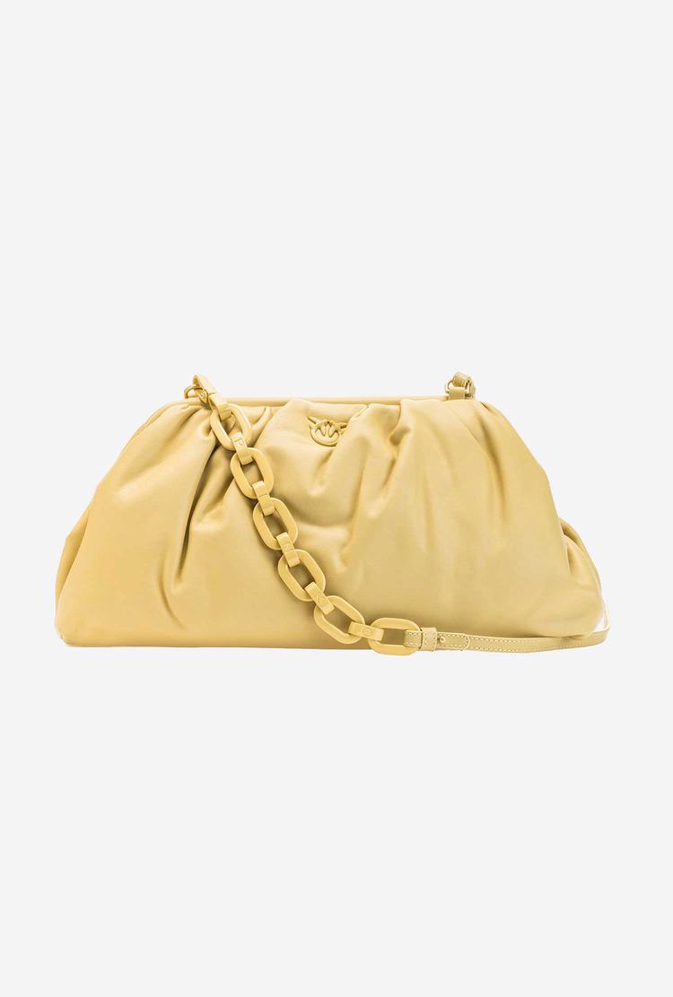 Women's Pinko Maxi Chain Clutch Block Colour Handbag Gold | Canada-91207389