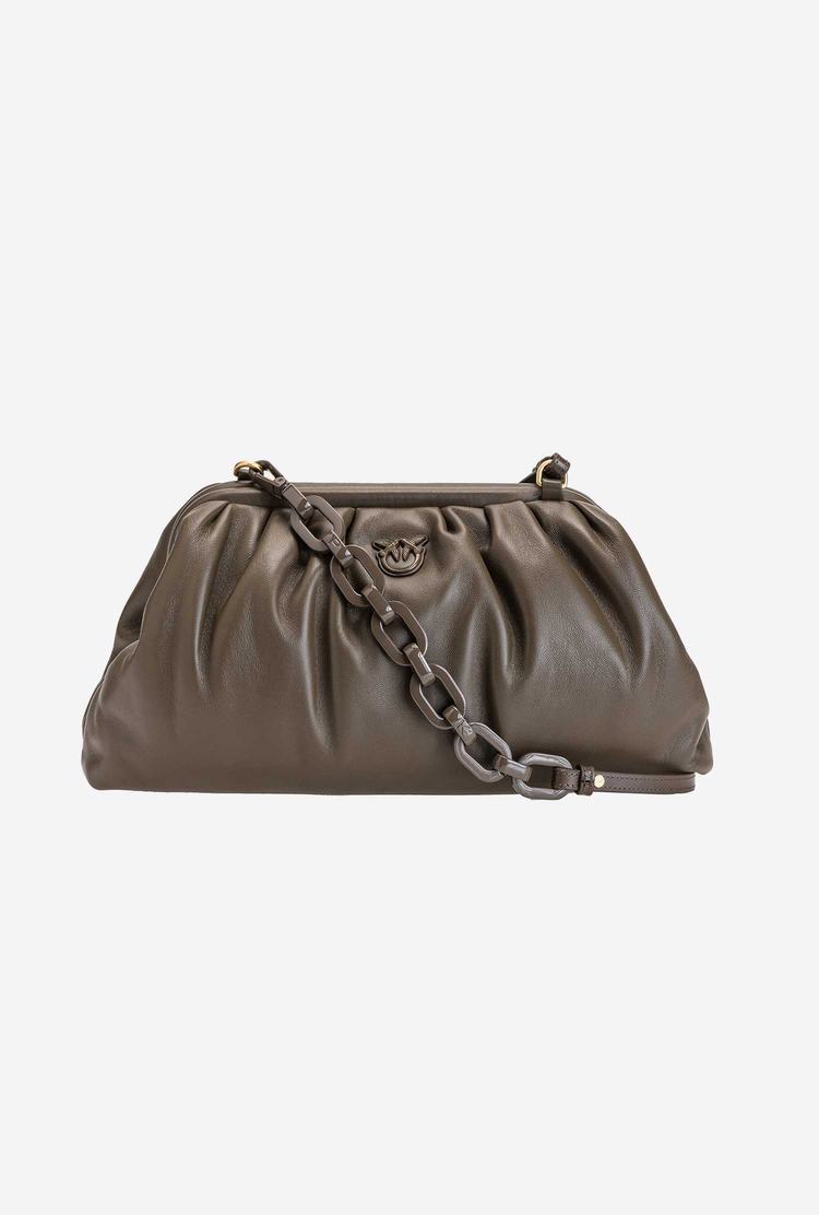 Women's Pinko Maxi Chain Pouch Full Colour Handbag Brown | Canada-13670489
