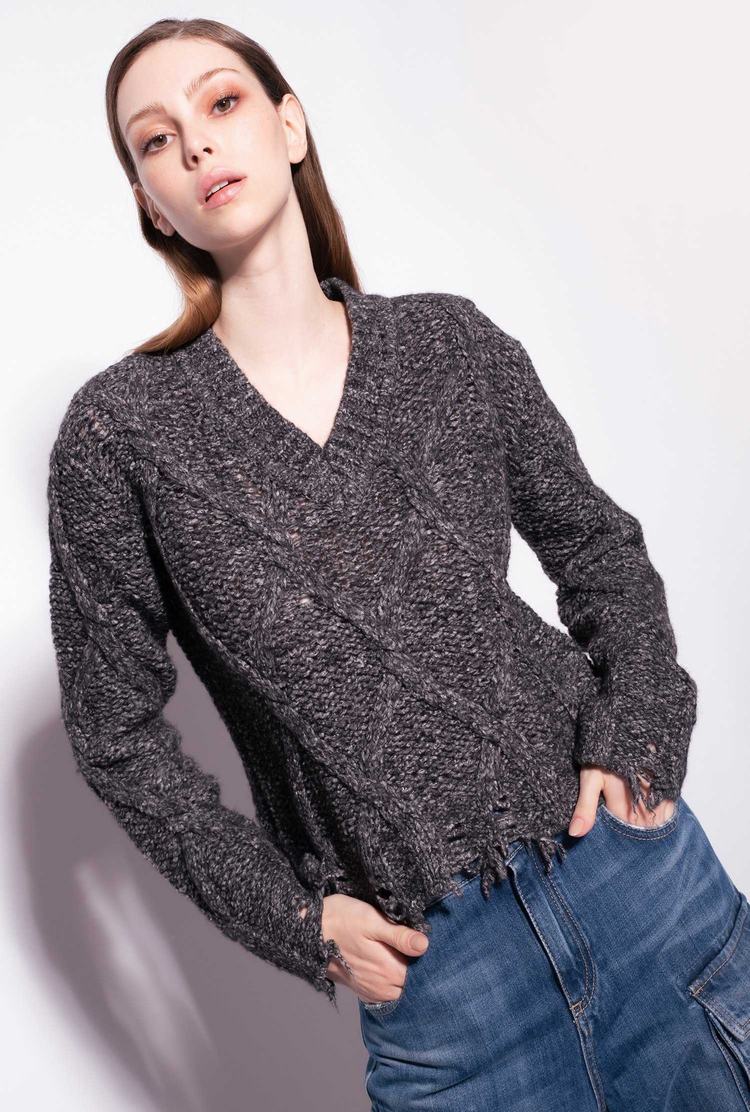 Women's Pinko Maxi-diamond Knit Pullover Grey | Canada-31469509
