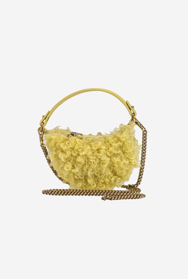 Women's Pinko Micro Long Half Moon Bag Eco Sheepskin Mini Bag Yellow Gold | Canada-23815799