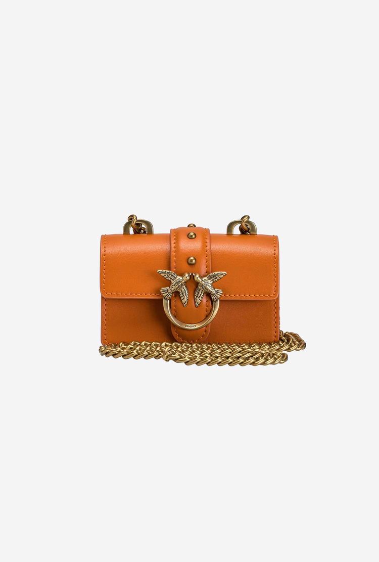 Women's Pinko Micro Love Bag Icon Simply Crossbody Bags Orange Gold | Canada-52197439