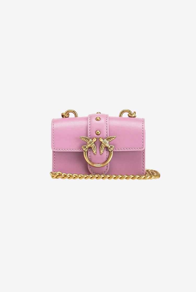 Women's Pinko Micro Love Bag Icon Simply Crossbody Bags Pink Gold | Canada-61328949