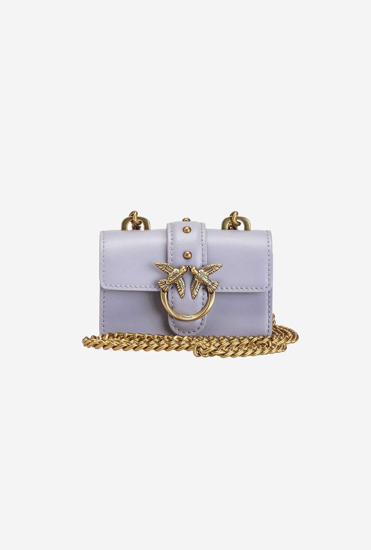 Women's Pinko Micro Love Bag Icon Simply Crossbody Bags Grey Gold | Canada-98704619