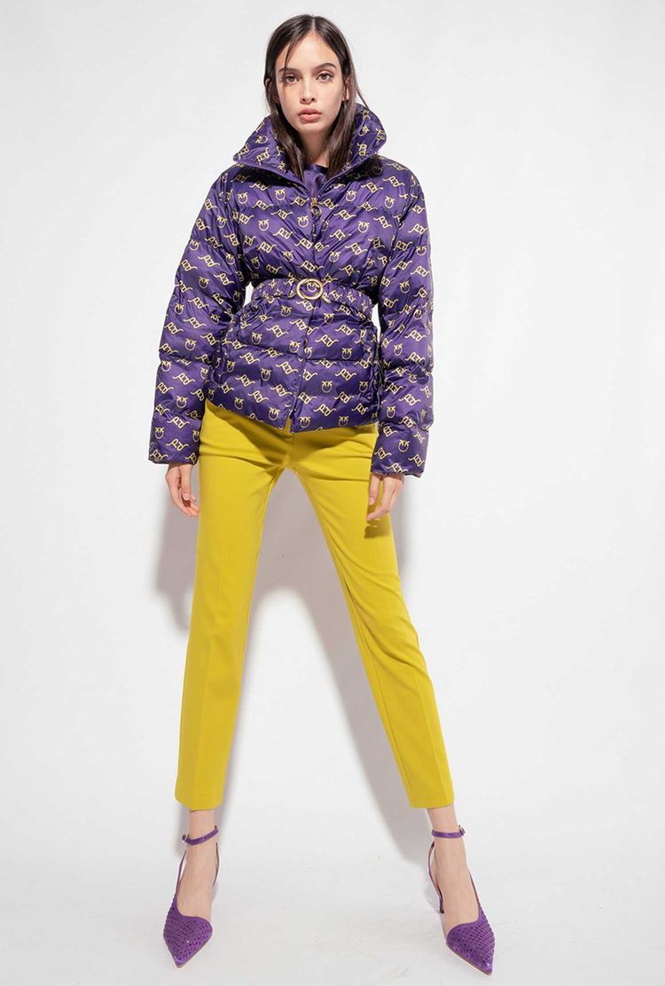 Women's Pinko Milano-knit Cigarette Pants Yellow | Canada-76458329