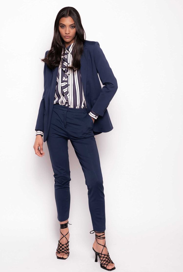 Women's Pinko Milano-knit Cigarette Pants Blue | Canada-95147069