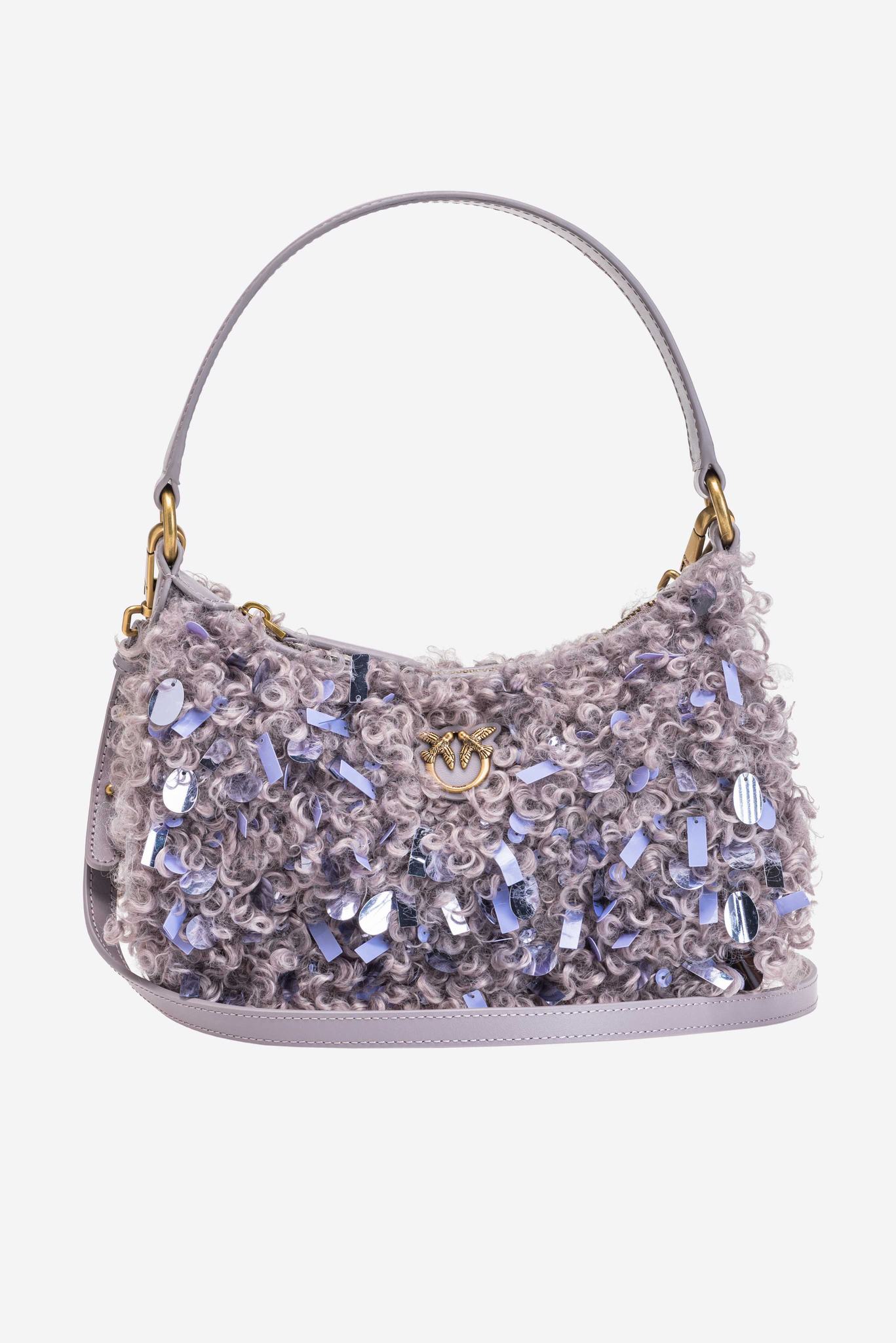 Women's Pinko Mini Half Moon Bag Neon Curls Shoulder Bags Grey Gold | Canada-90468739