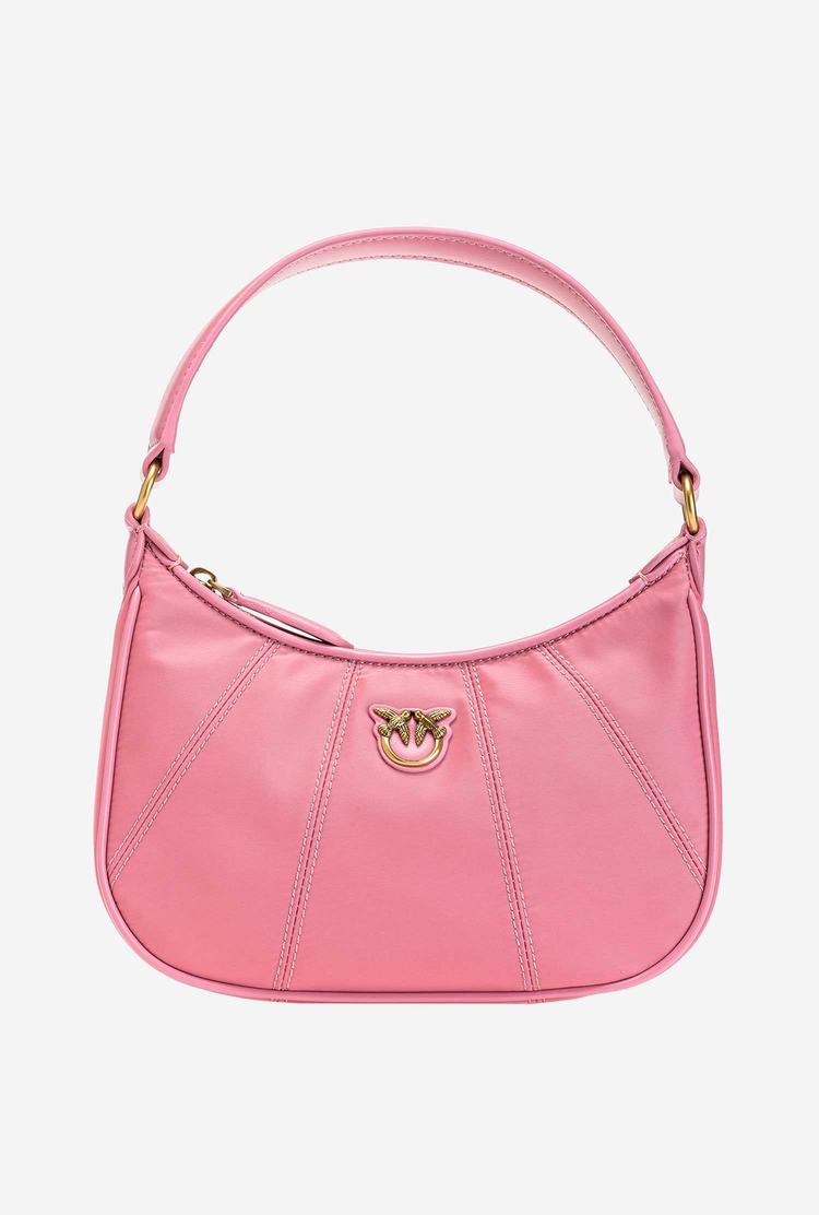 Women's Pinko Mini Half Moon Bag Recycled Shoulder Bags Pink Gold | Canada-90835769