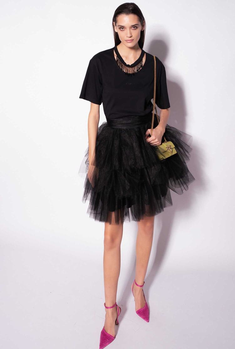 Women's Pinko Mini In Tulle Skirts Black | Canada-52140369