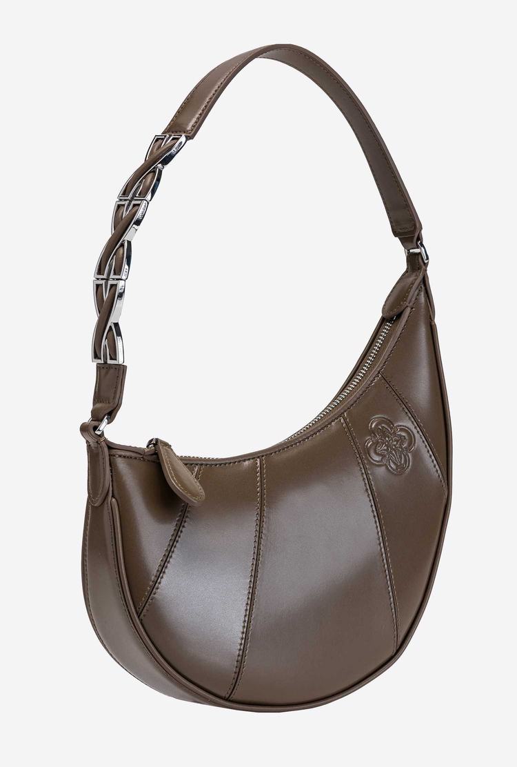 Women's Pinko Mini Long Half Moon Bag Geometric Lux Shoulder Bags Khaki | Canada-78930569