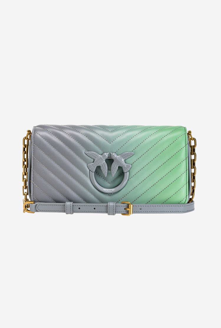 Women's Pinko Mini Love Bag Click Baguette Shaded Chevron Shoulder Bags Grey | Canada-70863929