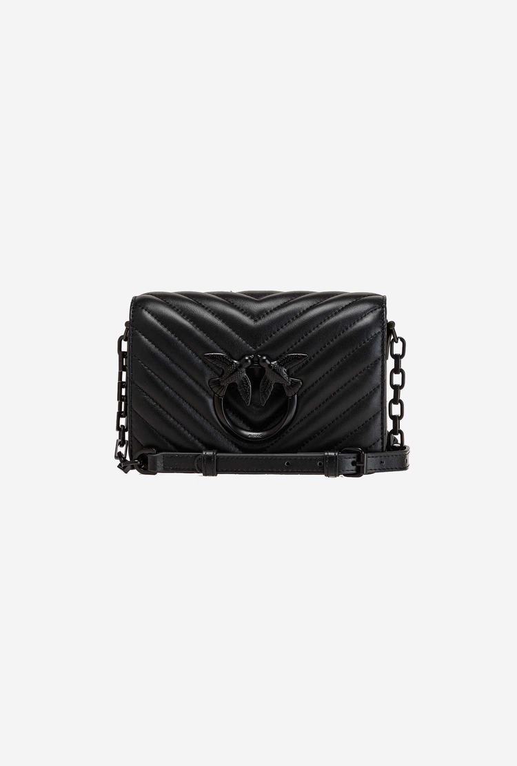Women's Pinko Mini Love Bag Click Chevron Crossbody Bags Black | Canada-84175329