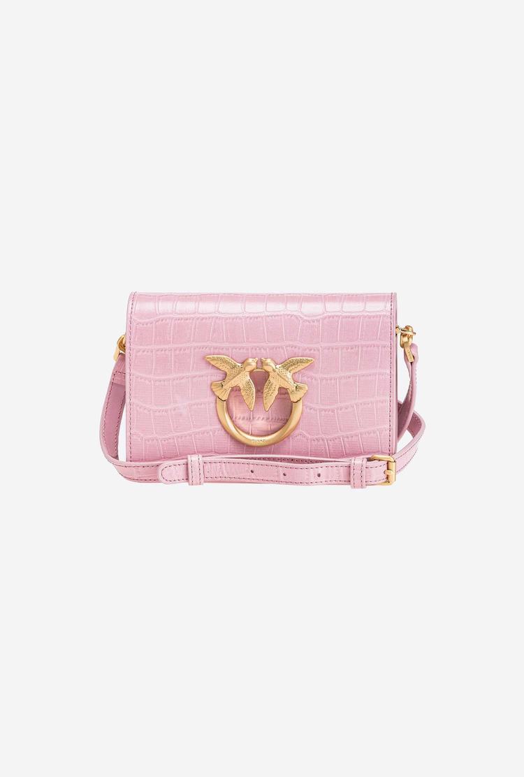 Women's Pinko Mini Love Bag Click Pure Shapes Crossbody Bags Pink Gold | Canada-89713629