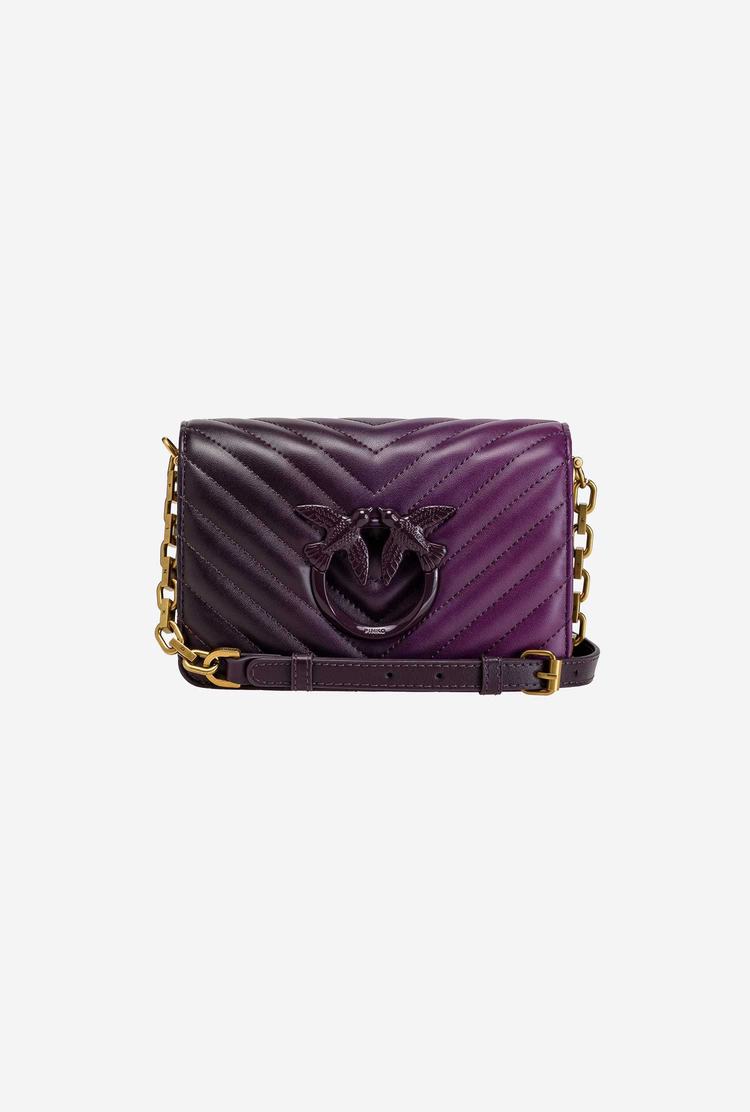Women's Pinko Mini Love Bag Click Shaded Chevron Crossbody Bags Purple | Canada-54917029