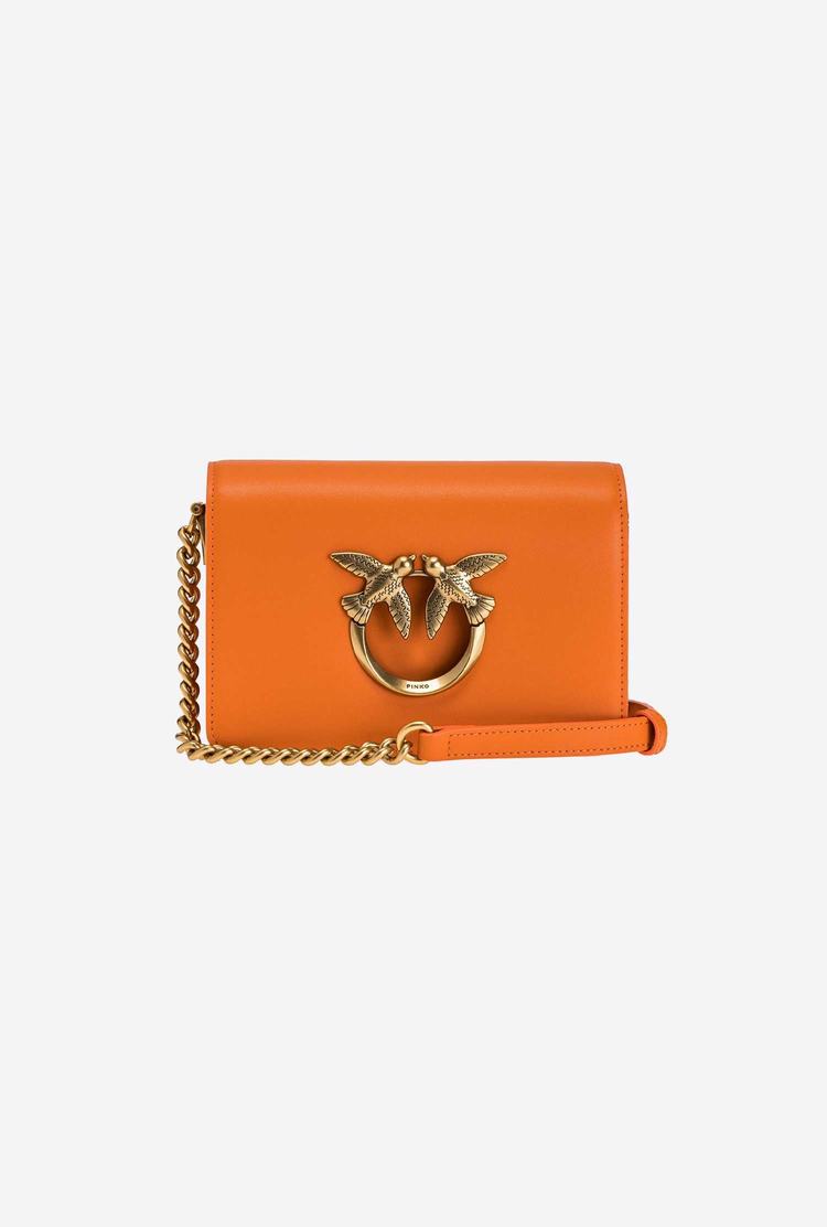 Women's Pinko Mini Love Bag Click Simply Crossbody Bags Orange Gold | Canada-20846139
