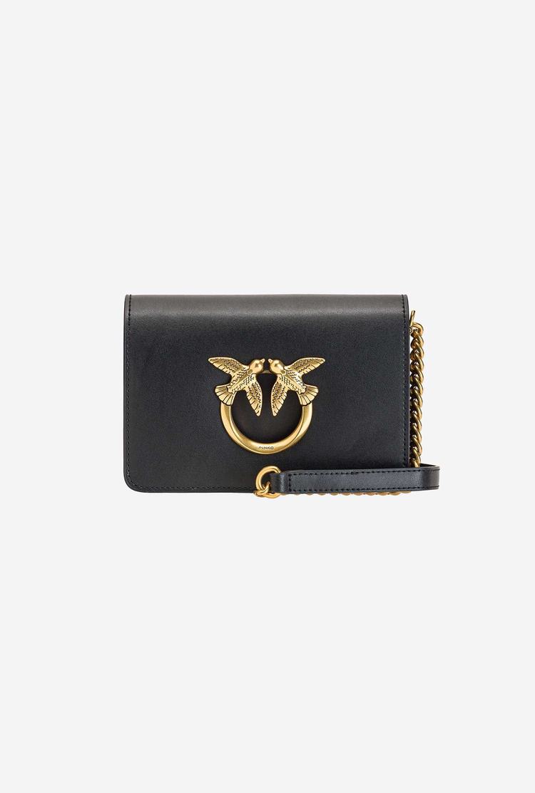 Women's Pinko Mini Love Bag Click Simply Crossbody Bags Black Gold | Canada-80726919