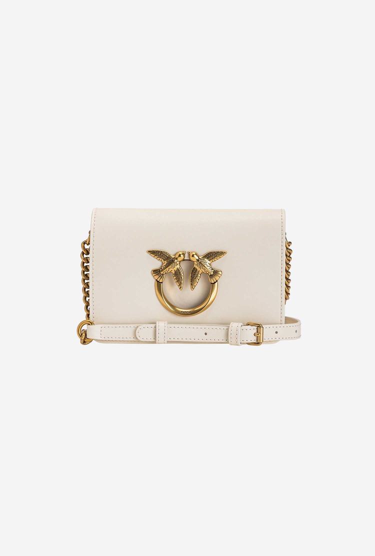 Women's Pinko Mini Love Bag Click Simply Crossbody Bags White Gold | Canada-97164259
