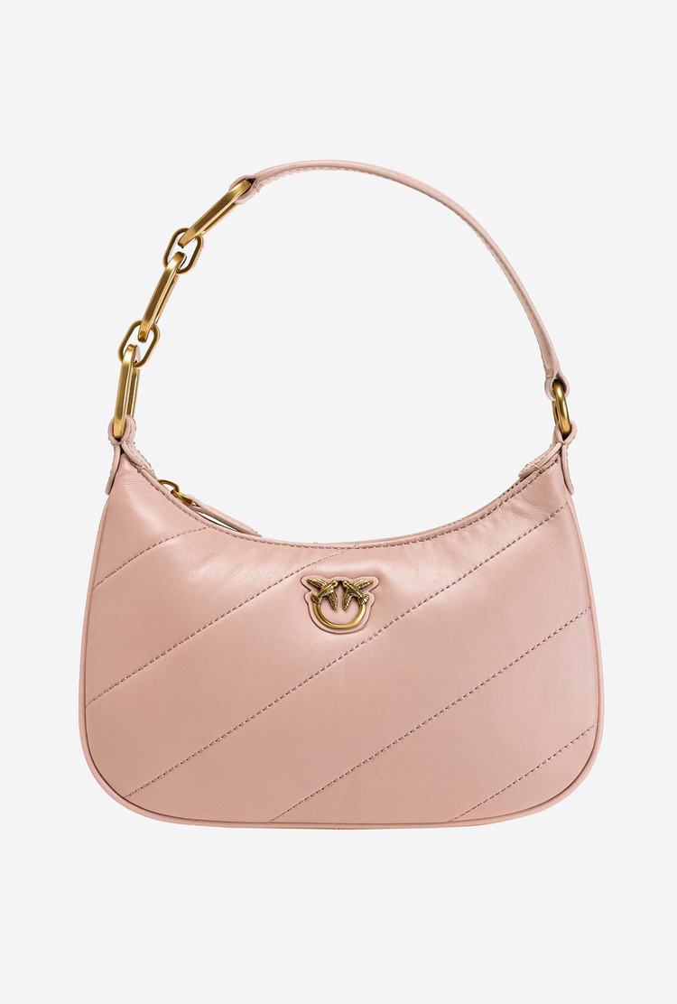Women's Pinko Mini Love Bag Half Moon Maxi Quilt Shoulder Bags Pink Gold | Canada-76423959