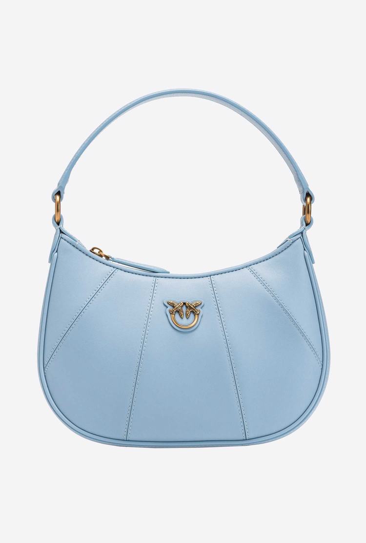 Women's Pinko Mini Love Bag Half Moon Simply Shoulder Bags Blue Light Gold | Canada-85906479
