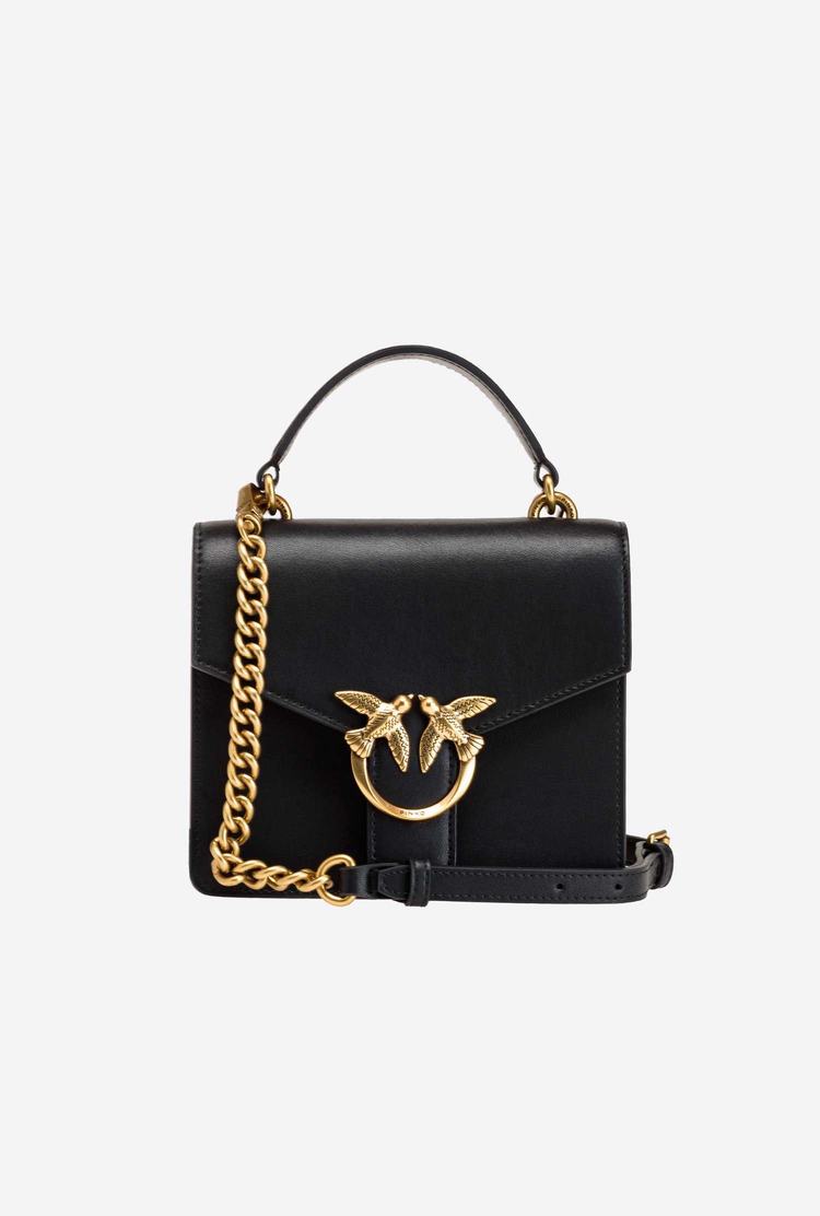 Women's Pinko Mini Love Bag Handle Simply Handbag Black Gold | Canada-67182309