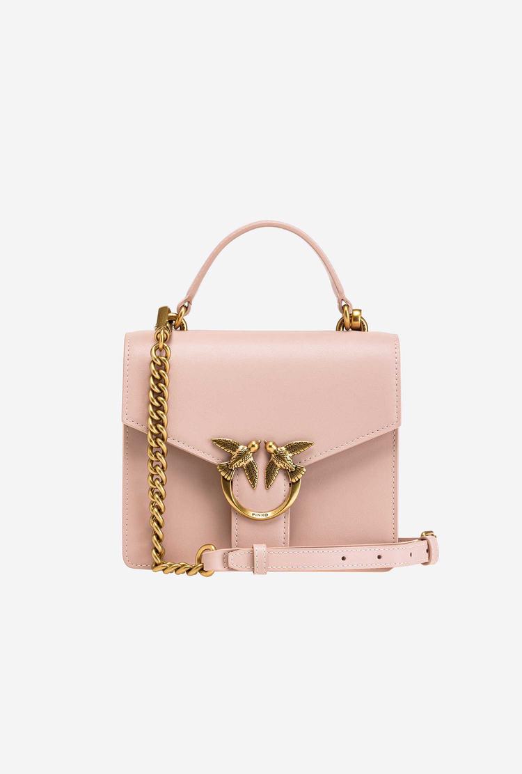 Women's Pinko Mini Love Bag Handle Simply Handbag Pink Gold | Canada-80376519