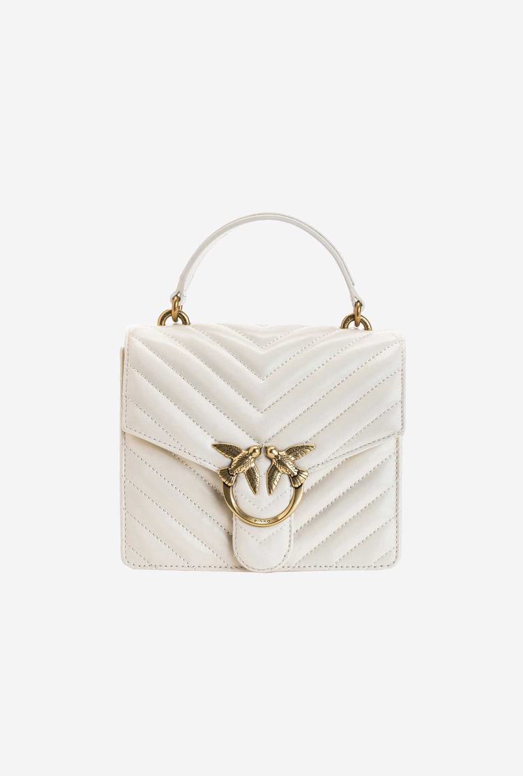 Women's Pinko Mini Love Bag Handle V Quilt Handbag White Gold | Canada-27946019