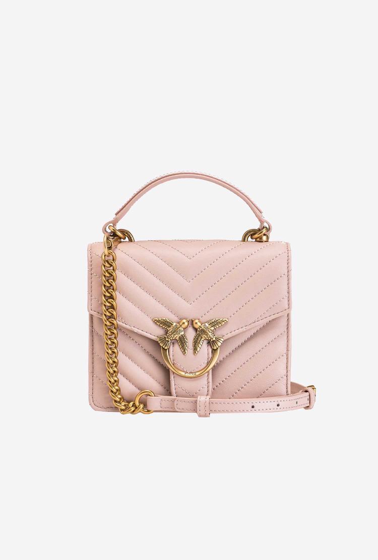 Women's Pinko Mini Love Bag Handle V Quilt Handbag Pink Gold | Canada-60953179