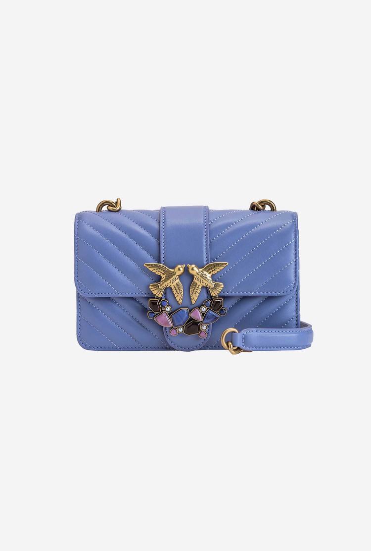 Women's Pinko Mini Love Bag Icon Chevron Jewel Crossbody Bags Lavender Gold | Canada-05816499