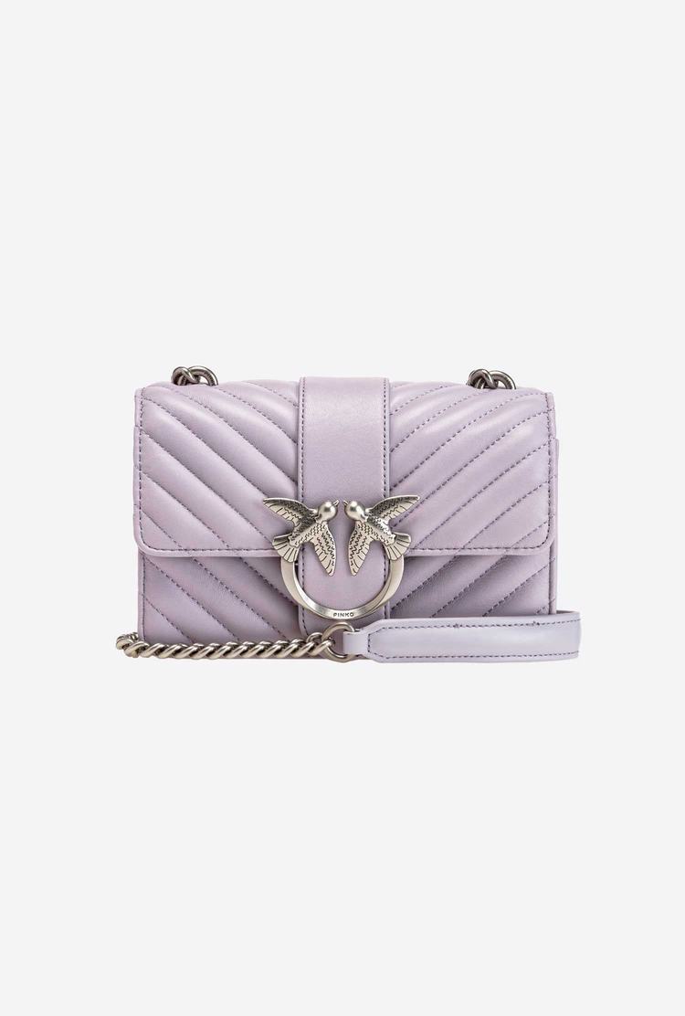 Women's Pinko Mini Love Bag Icon Chevron Crossbody Bags Grey Silver | Canada-36972809