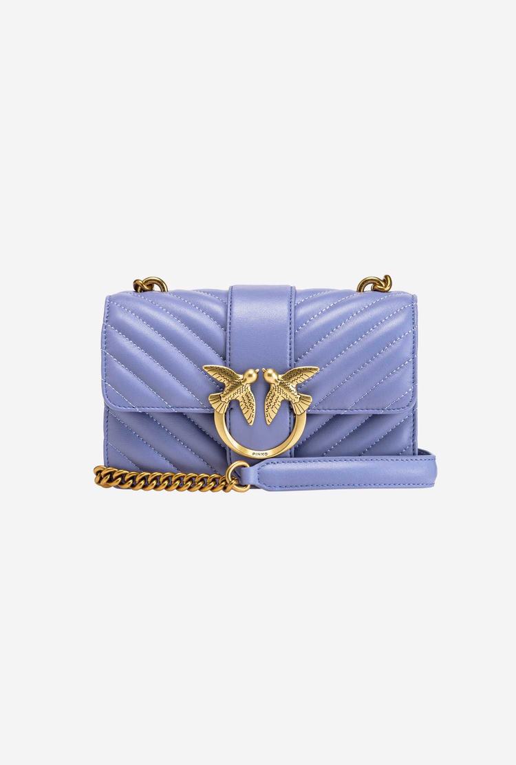 Women's Pinko Mini Love Bag Icon Chevron Crossbody Bags Lavender Gold | Canada-38569729