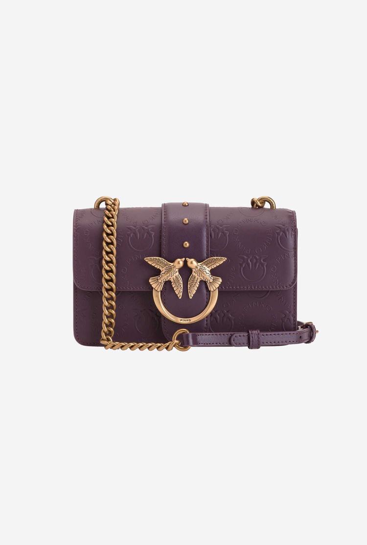 Women's Pinko Mini Love Bag Icon New Monogram Crossbody Bags Purple Gold | Canada-02369849