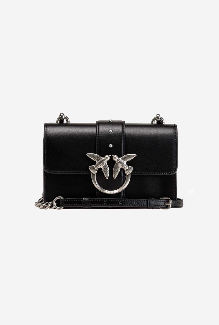 Women's Pinko Mini Love Bag Icon Simply Crossbody Bags Black Silver | Canada-26845709