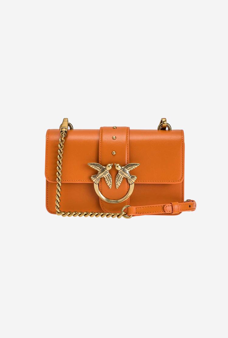Women's Pinko Mini Love Bag Icon Simply Crossbody Bags Orange Gold | Canada-50236899