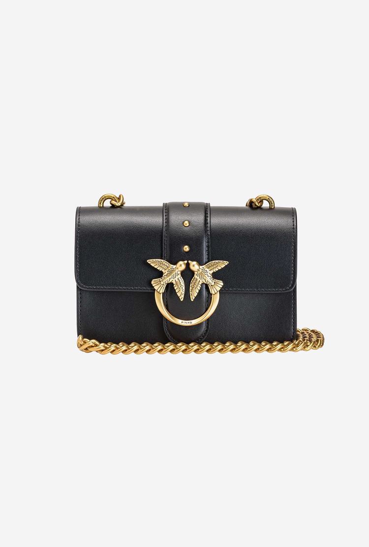 Women's Pinko Mini Love Bag Icon Simply Crossbody Bags Black Gold | Canada-54293109