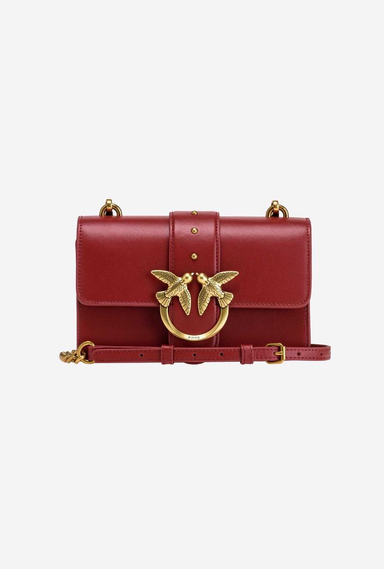 Women's Pinko Mini Love Bag Icon Simply Crossbody Bags Red Gold | Canada-76934089