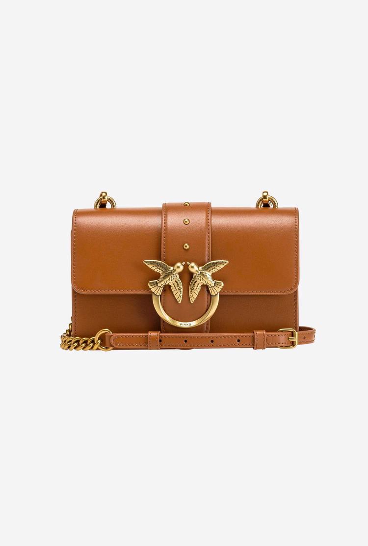 Women's Pinko Mini Love Bag Icon Simply Crossbody Bags Brown Gold | Canada-84972609