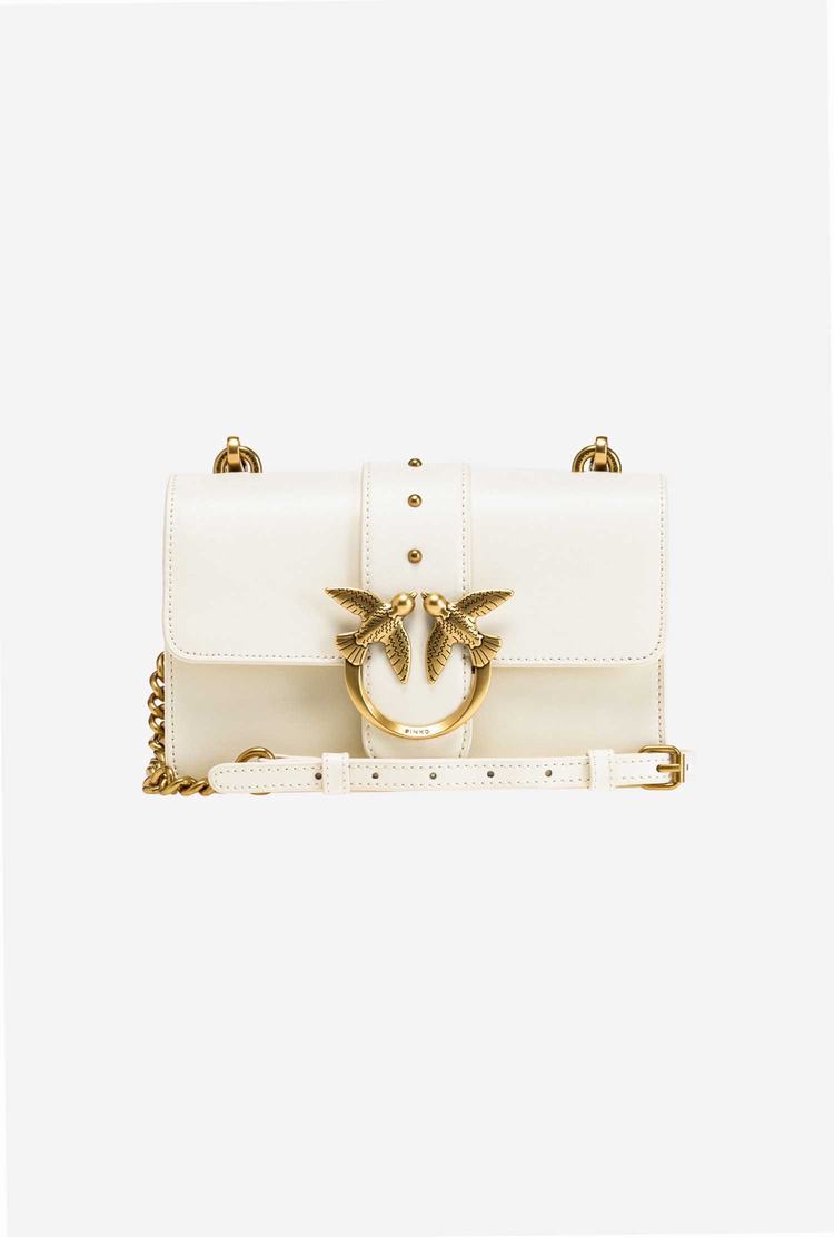 Women's Pinko Mini Love Bag Icon Simply Crossbody Bags White Gold | Canada-90738429