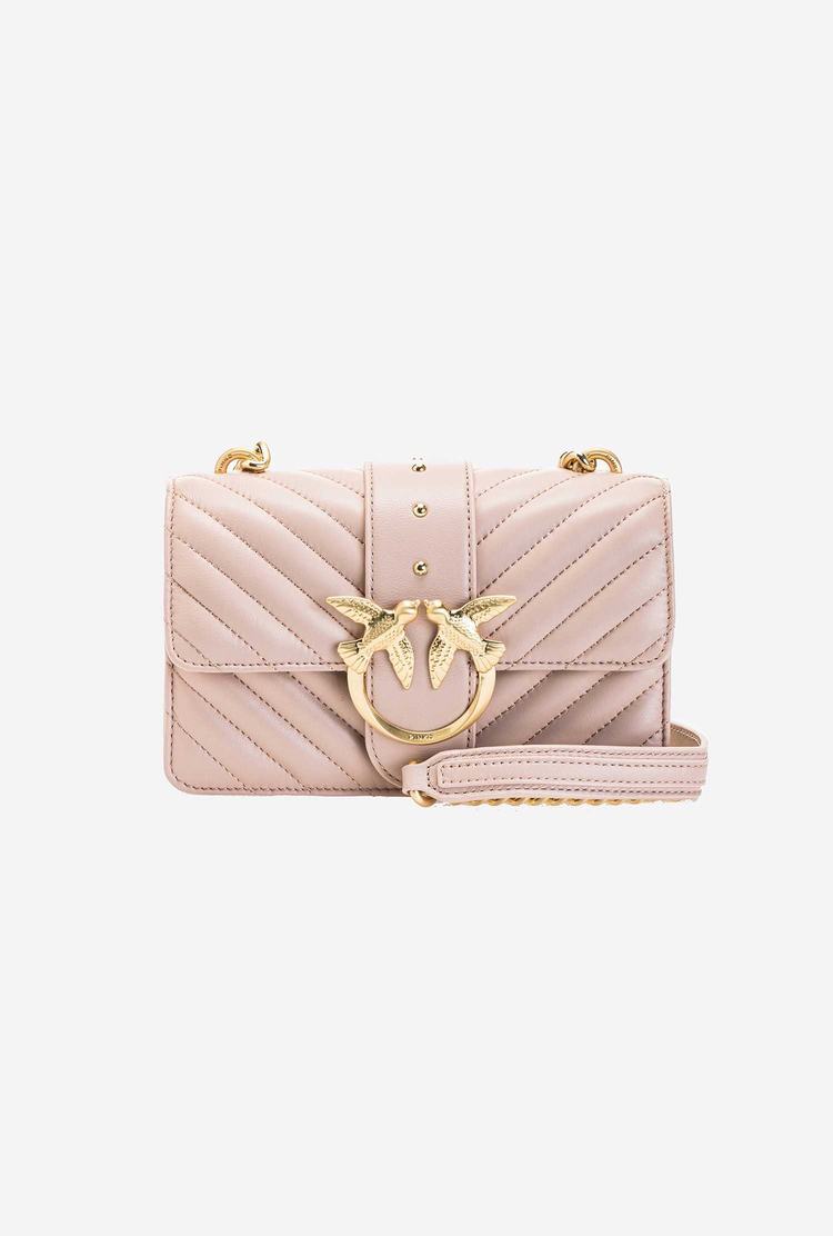 Women's Pinko Mini Love Bag Icon V Quilt Crossbody Bags Pink | Canada-96321849