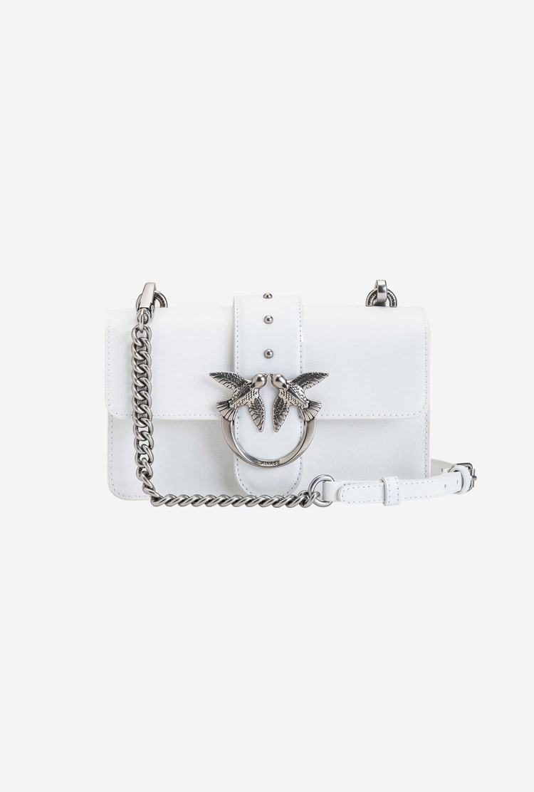 Women's Pinko Mini Love Bag Icon Vegan Recycled Crossbody Bags White Silver | Canada-87965439
