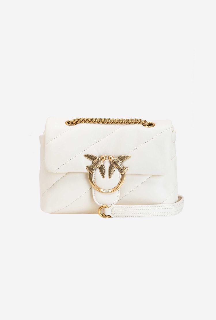 Women's Pinko Mini Love Bag Puff Maxi Quilt Crossbody Bags White Gold | Canada-17924039