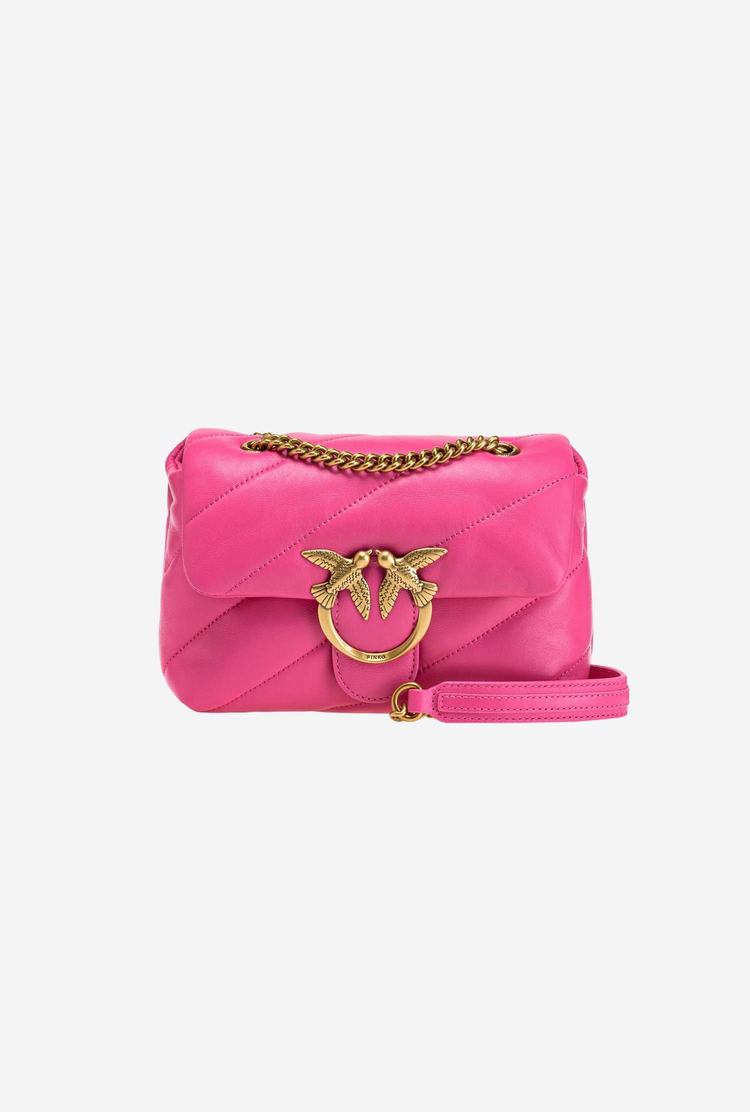 Women's Pinko Mini Love Bag Puff Maxi Quilt Shoulder Bags Fuchsia Gold | Canada-27138599