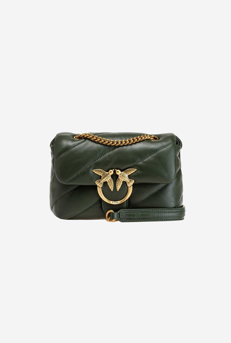 Women's Pinko Mini Love Bag Puff Maxi Quilt Shoulder Bags Green Gold | Canada-40695289