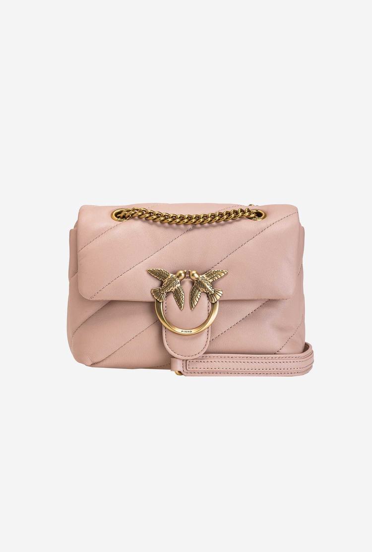 Women's Pinko Mini Love Bag Puff Maxi Quilt Crossbody Bags Pink Gold | Canada-43908679