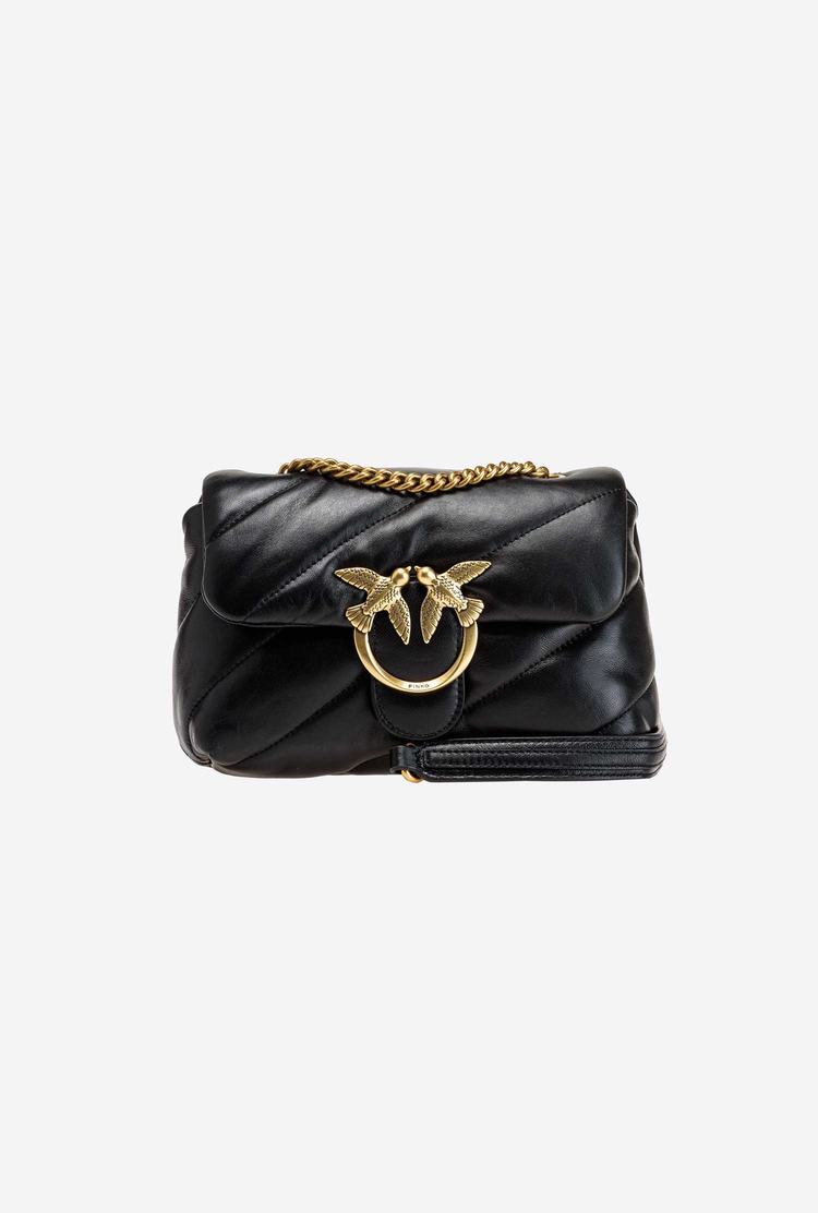 Women's Pinko Mini Love Bag Puff Maxi Quilt Shoulder Bags Black Gold | Canada-51347909