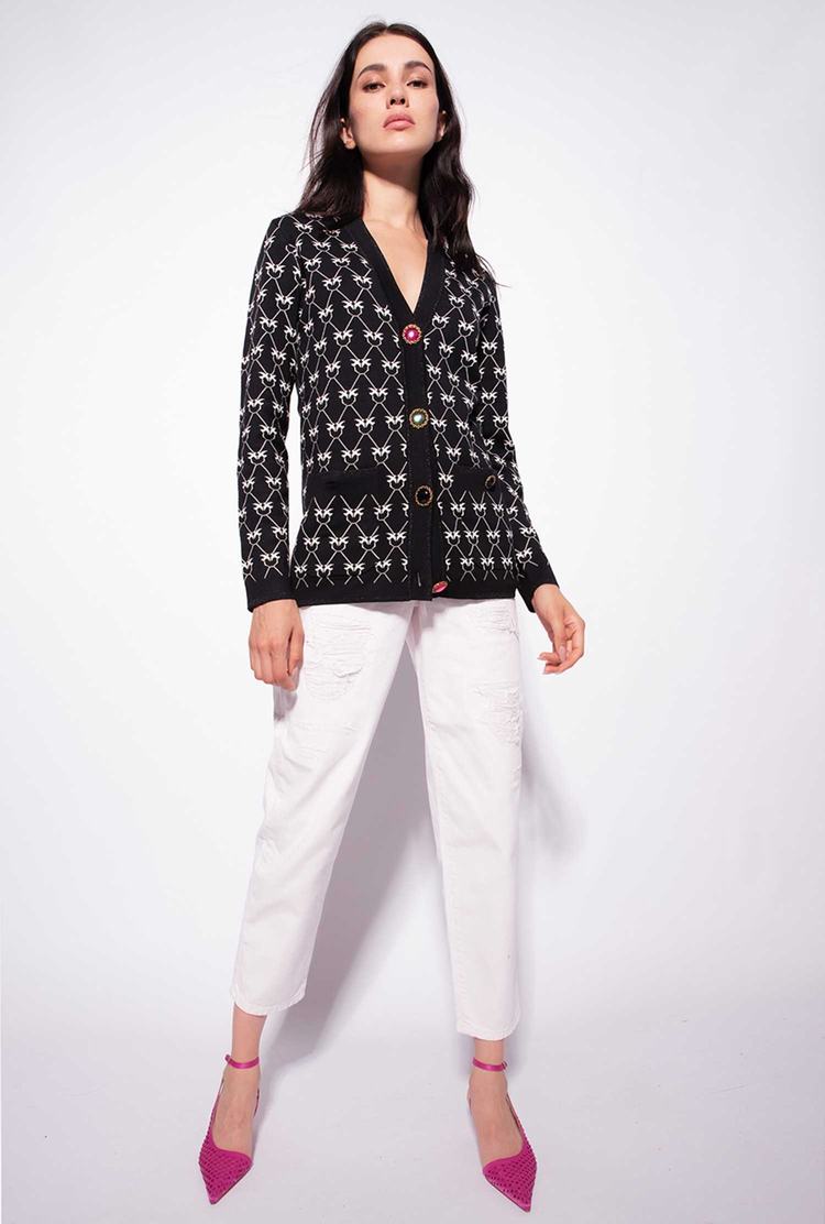 Women's Pinko Mom-fit In Ripped Bull Fabric Jeans White | Canada-27041989