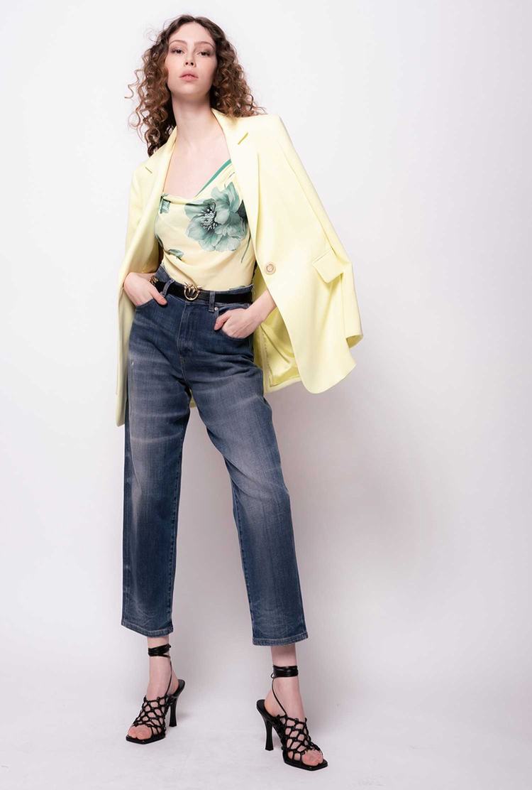 Women's Pinko Mom-fit Vintage Denim Jeans Blue | Canada-83092479