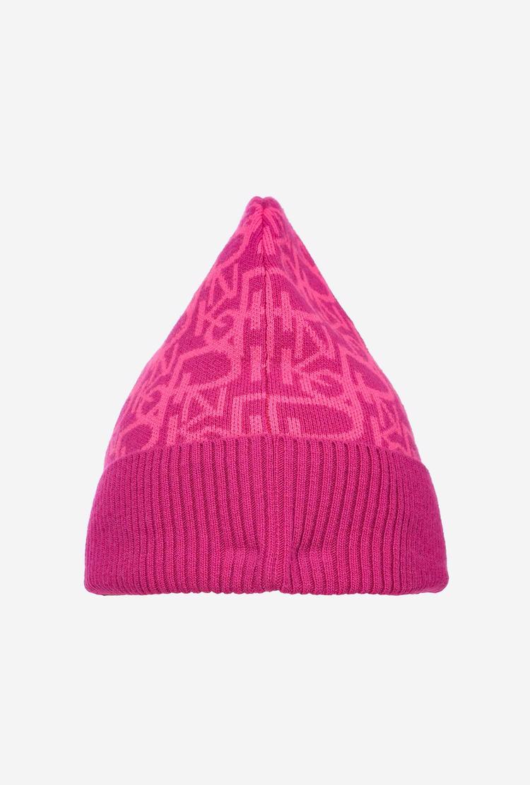 Women's Pinko Monogram Beanie Fuchsia/Pink | Canada-91657429