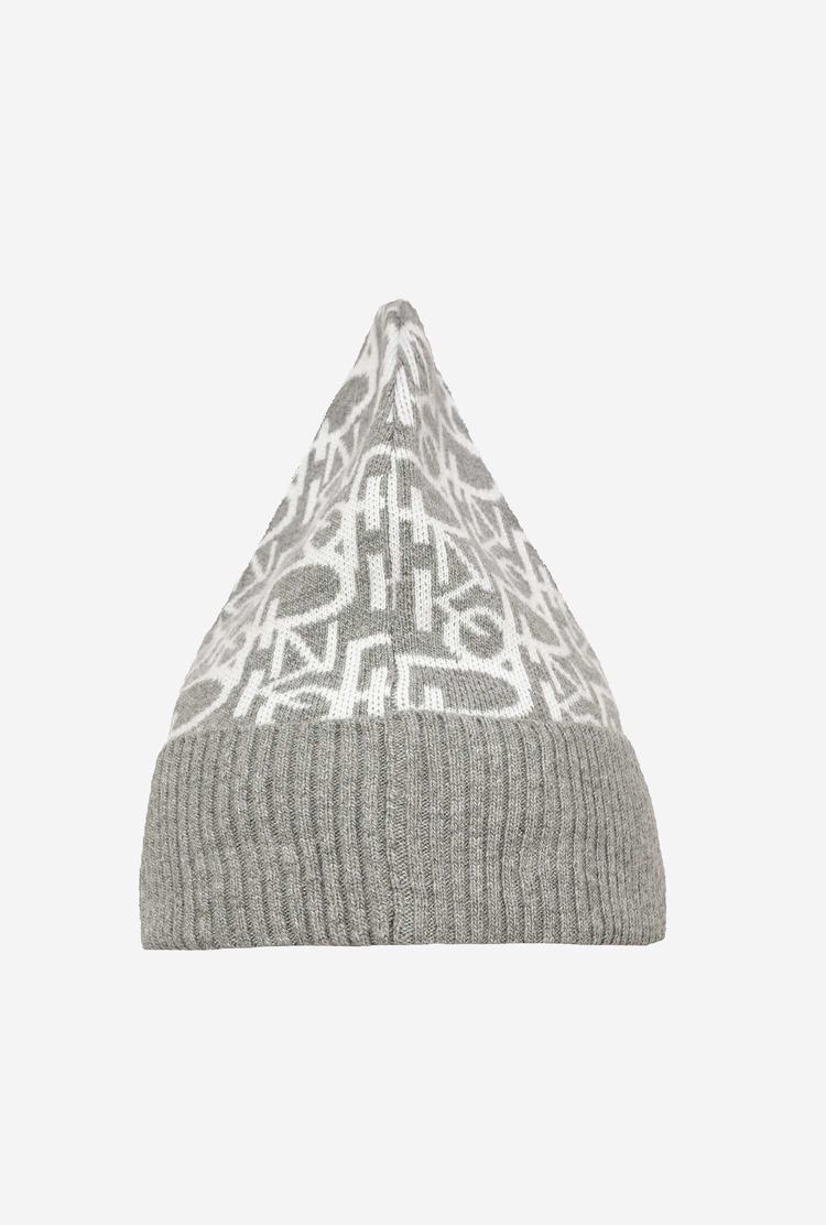 Women's Pinko Monogram Beanie Grey/White | Canada-82153499